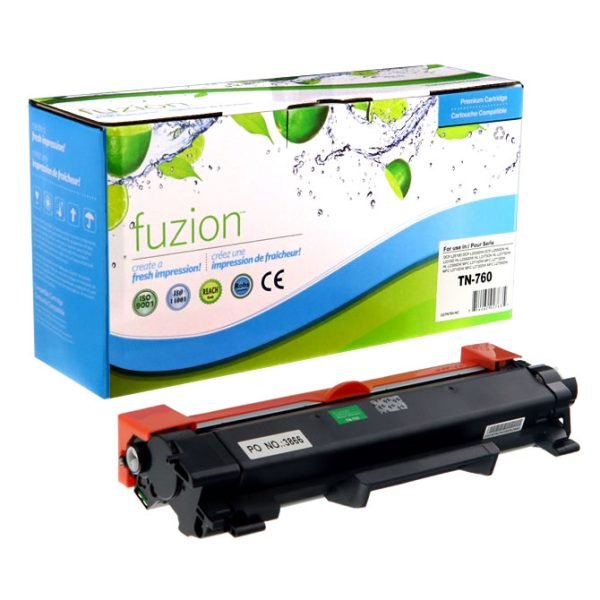 fuzion Compatible Brother TN760 Black Toner Cartridge, High Yield